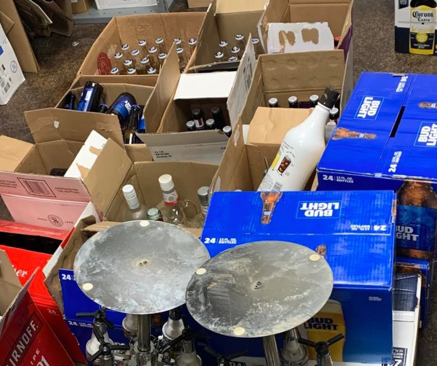 Some of the seized beer and liquor.